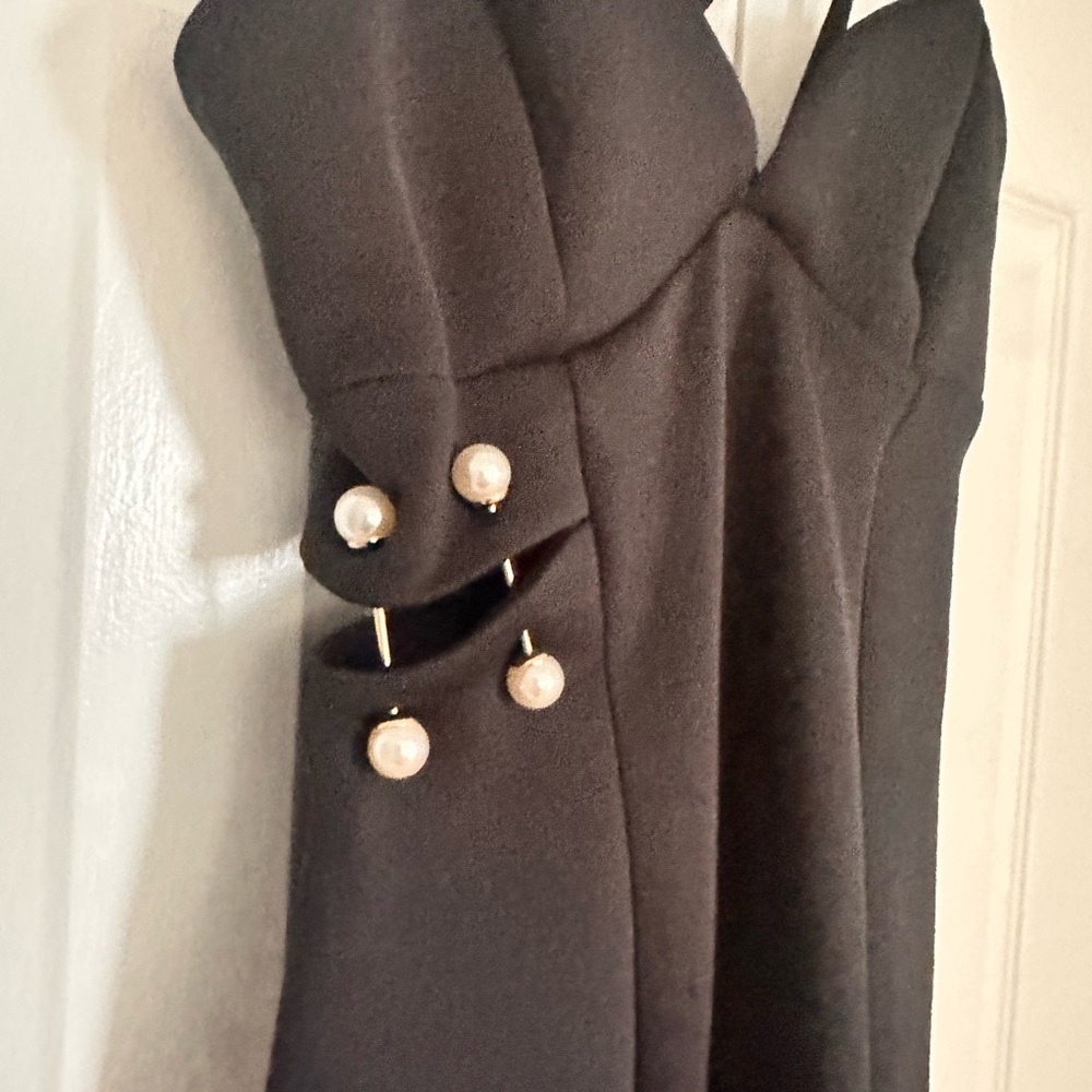 ASOS Black Midi Sheath Dress Halter Cocktail - Picture 3 of 5